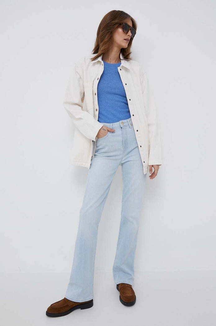 Pamučna košulja Pepe Jeans River Stripe PL304495.000 bijela SS23