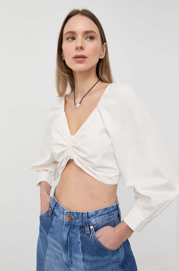Памучна блуза Levi's вталена бял A4884.0000
