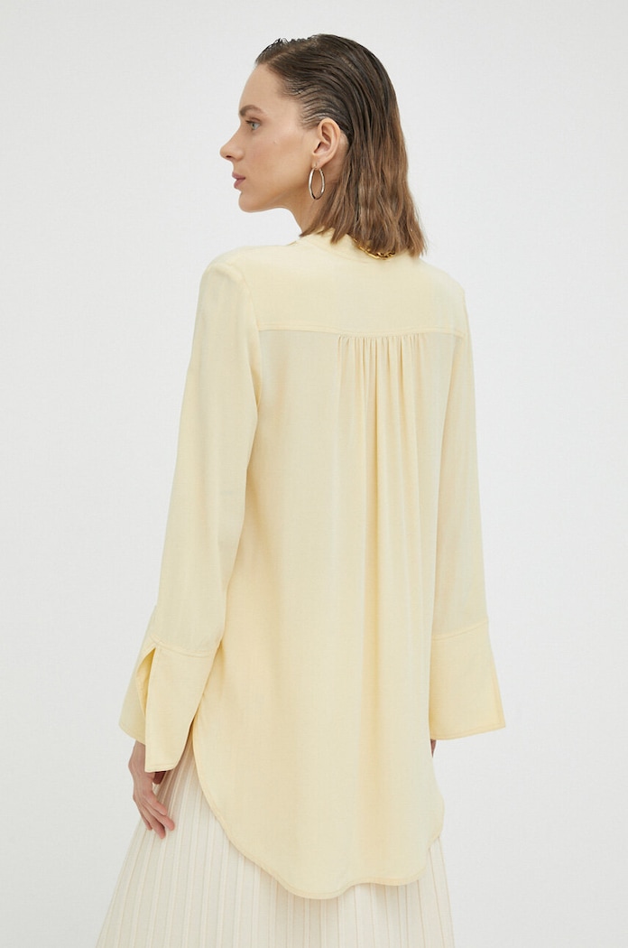 Odzież By Malene Birger bluzka jedwabna Q71256014 żółty