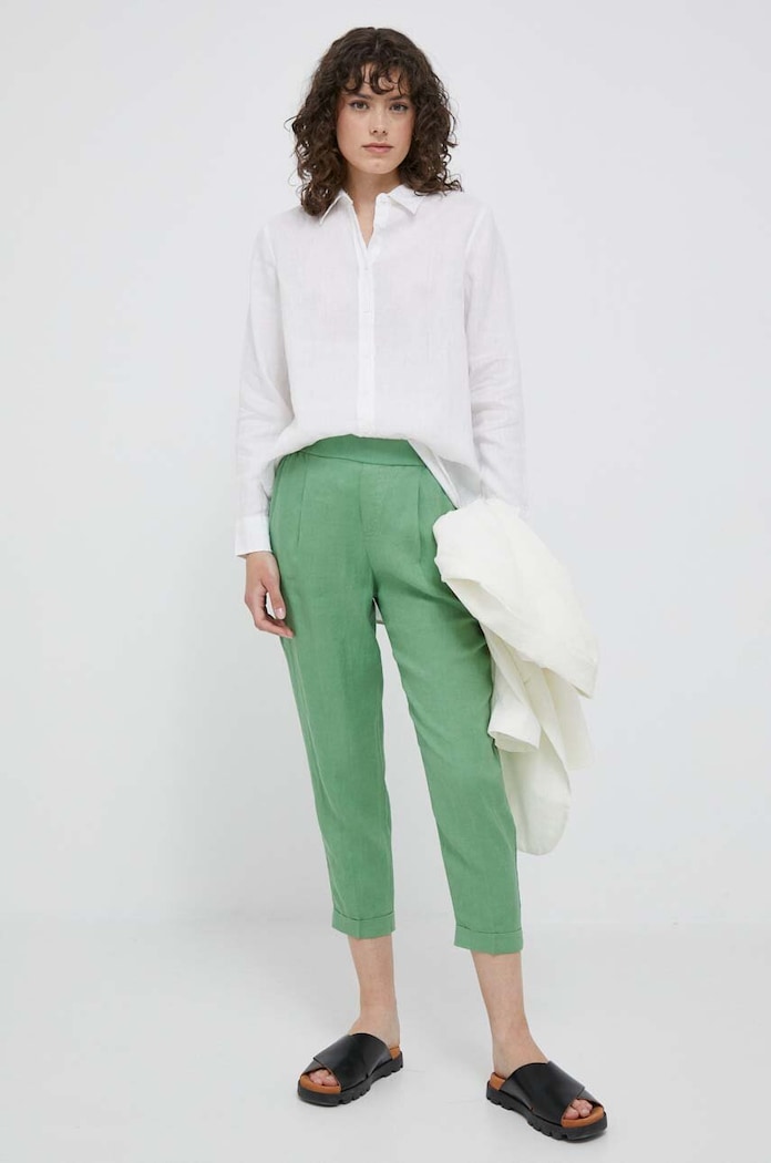 United Colors of Benetton koszula lniana 5BMLDQ02U.101 biały AA00