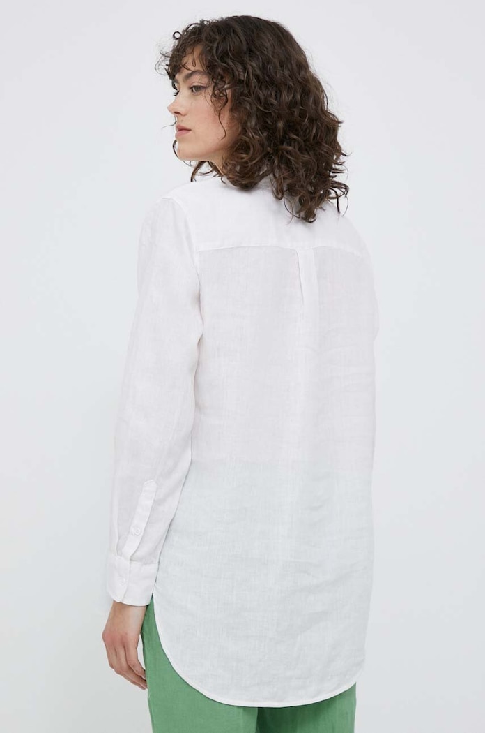 Odzież United Colors of Benetton koszula lniana 5BMLDQ02U.101 biały