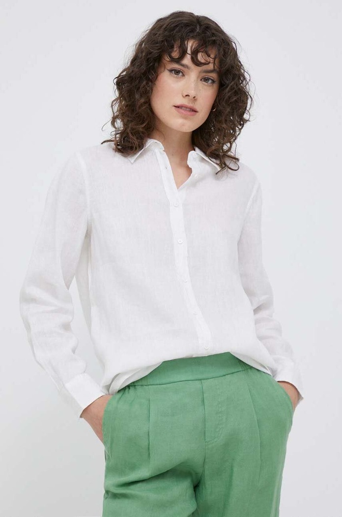 United Colors of Benetton koszula lniana biały 5BMLDQ02U.101