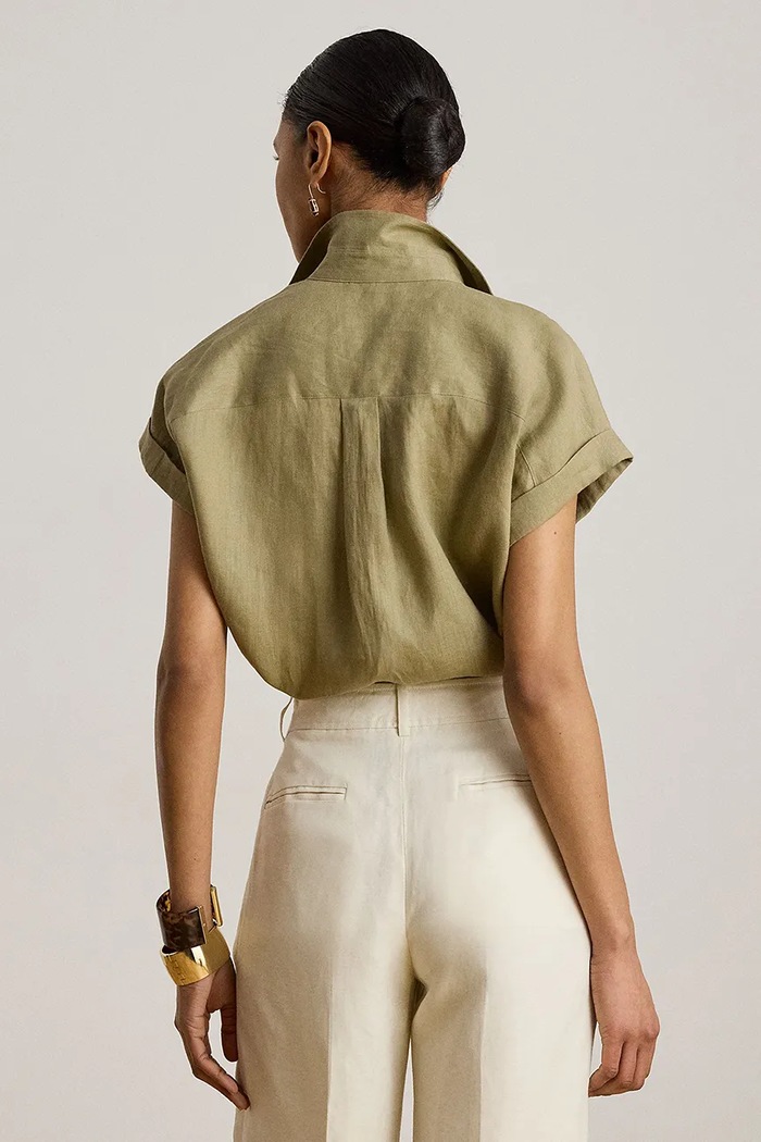 Lauren Ralph Lauren koszula damska lniana 200699152 zielony AW25