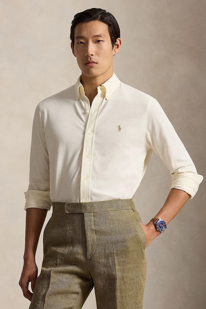 Polo Ralph Lauren košeľa pánska bavlnená béžová 710654408