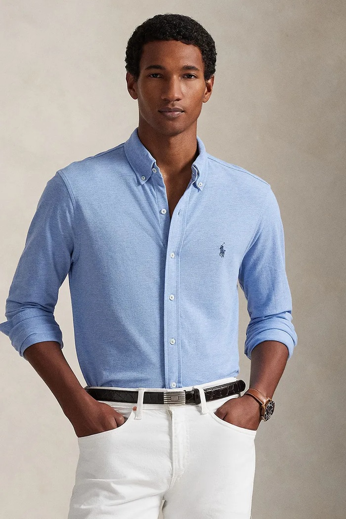Polo Ralph Lauren koszula bawełniana męska gładkie niebieski 710654408