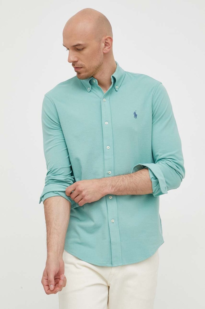 Polo Ralph Lauren πουκάμισο ανδρικό βαμβακερό πράσινο 710654408