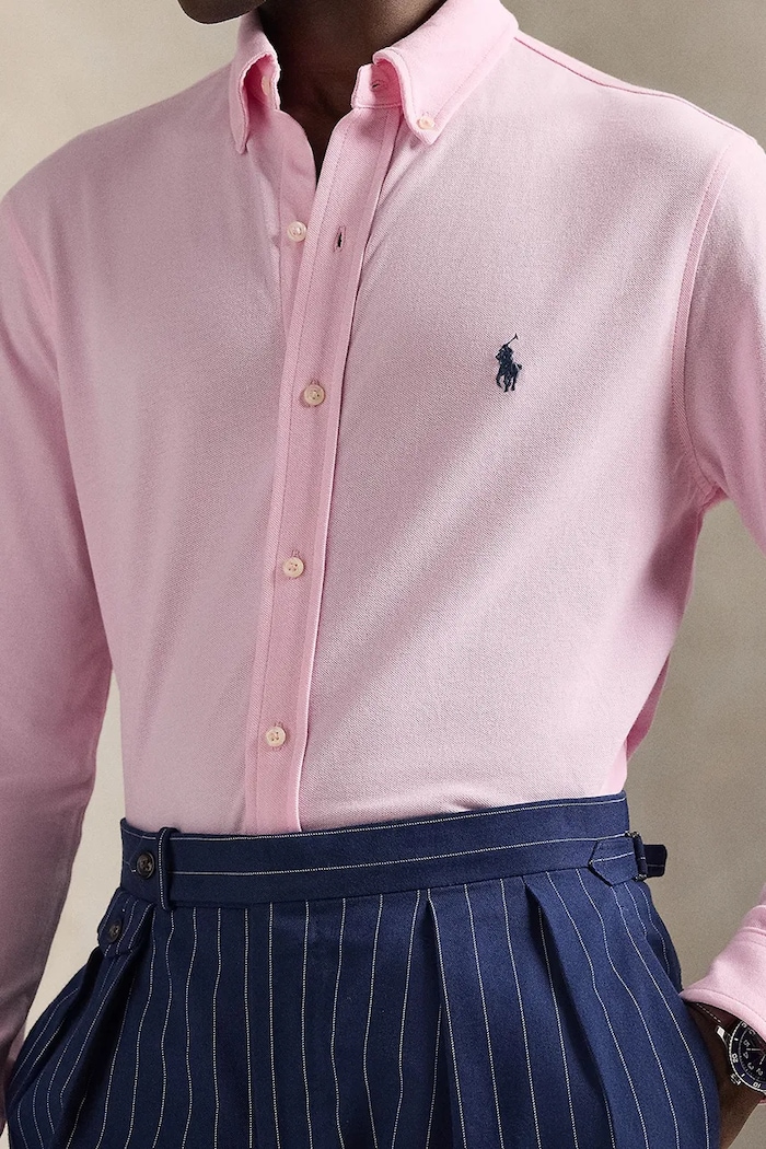 Polo Ralph Lauren cămașă pentru bărbați din bumbac roz 710654408