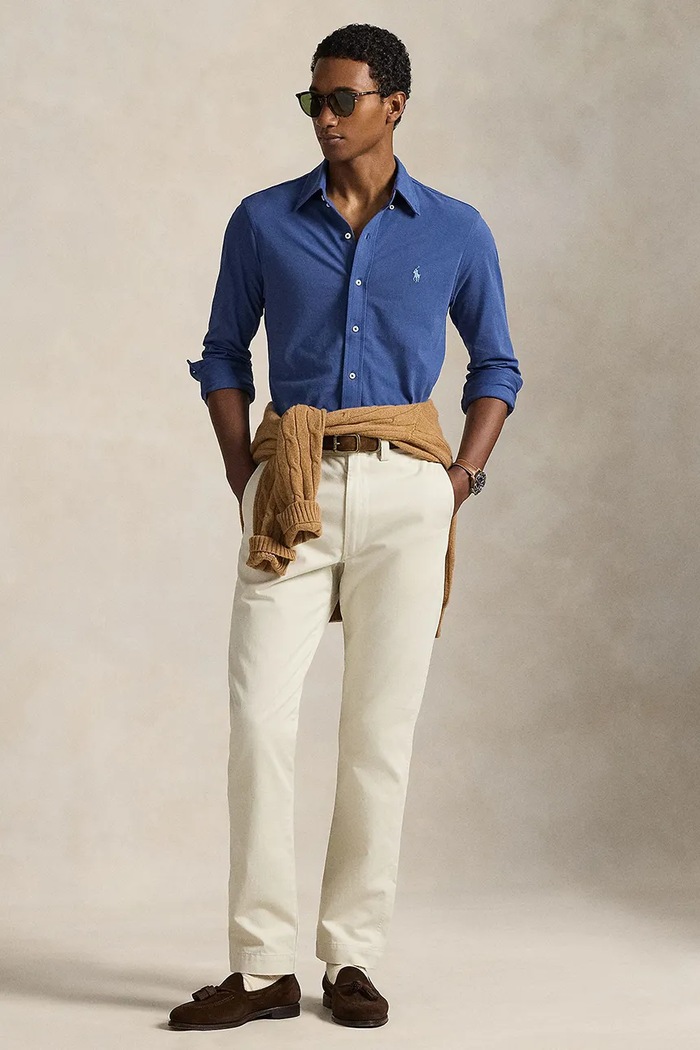 Odzież Polo Ralph Lauren koszula bawełniana męska 710654408 niebieski