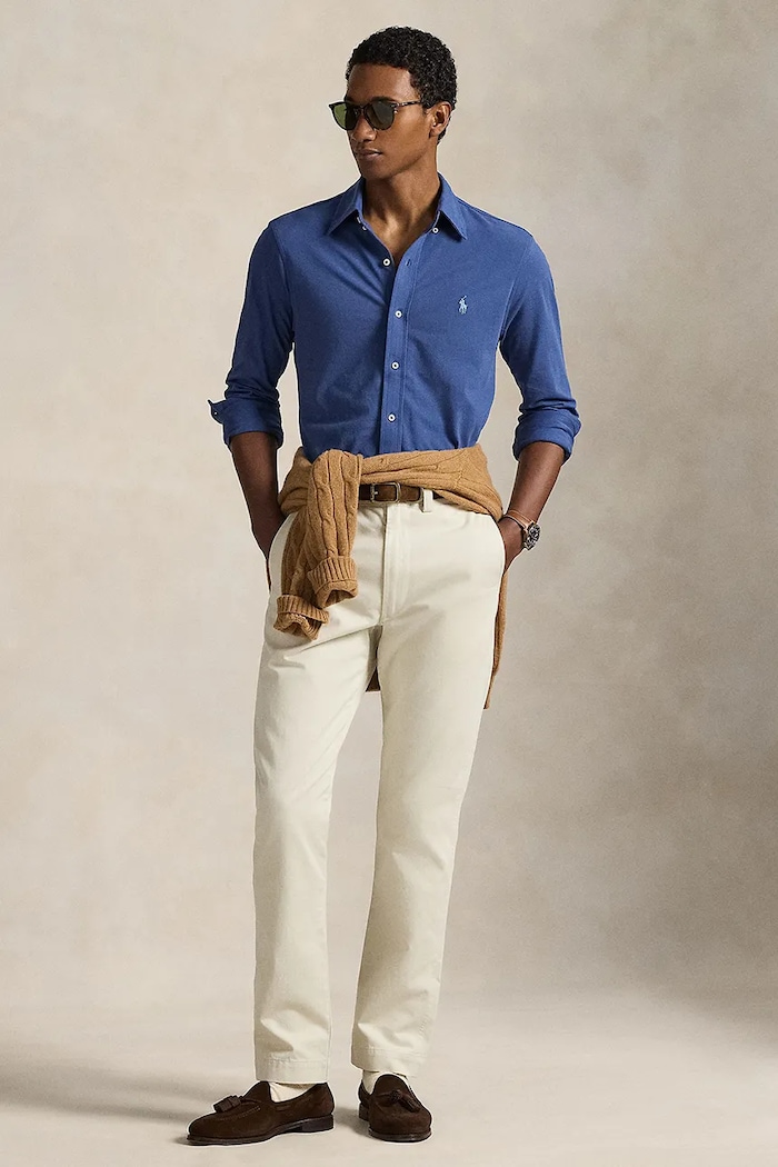 Odzież Polo Ralph Lauren koszula bawełniana męska 710654408 niebieski