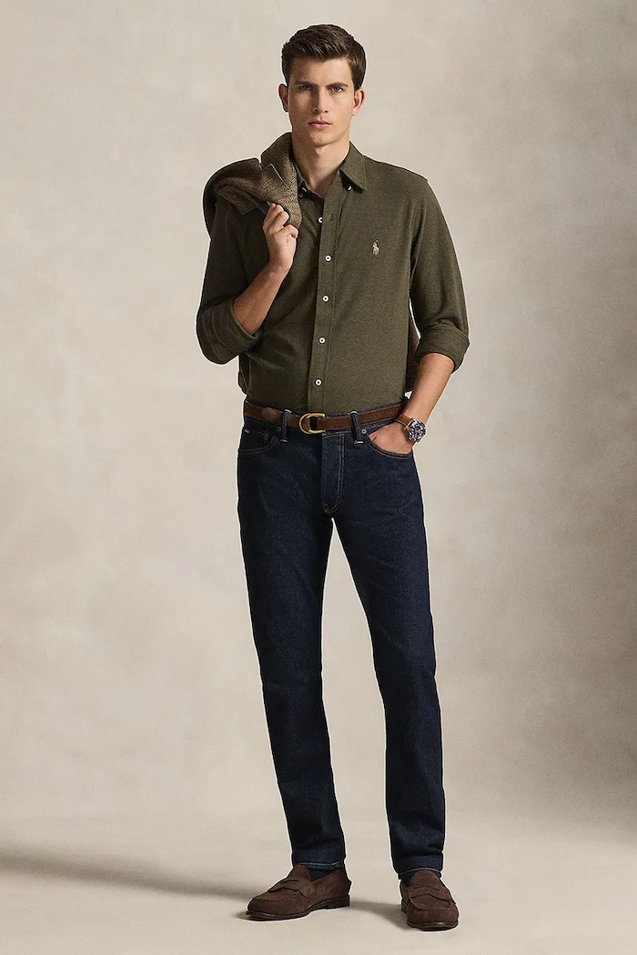 Oblečenie Polo Ralph Lauren košeľa pánska bavlnená 710654408 zelená