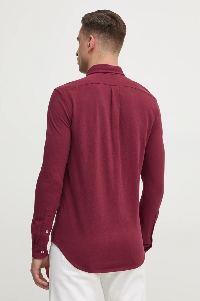 Polo Ralph Lauren πουκάμισο ανδρικό βαμβακερό μπορντό 710654408