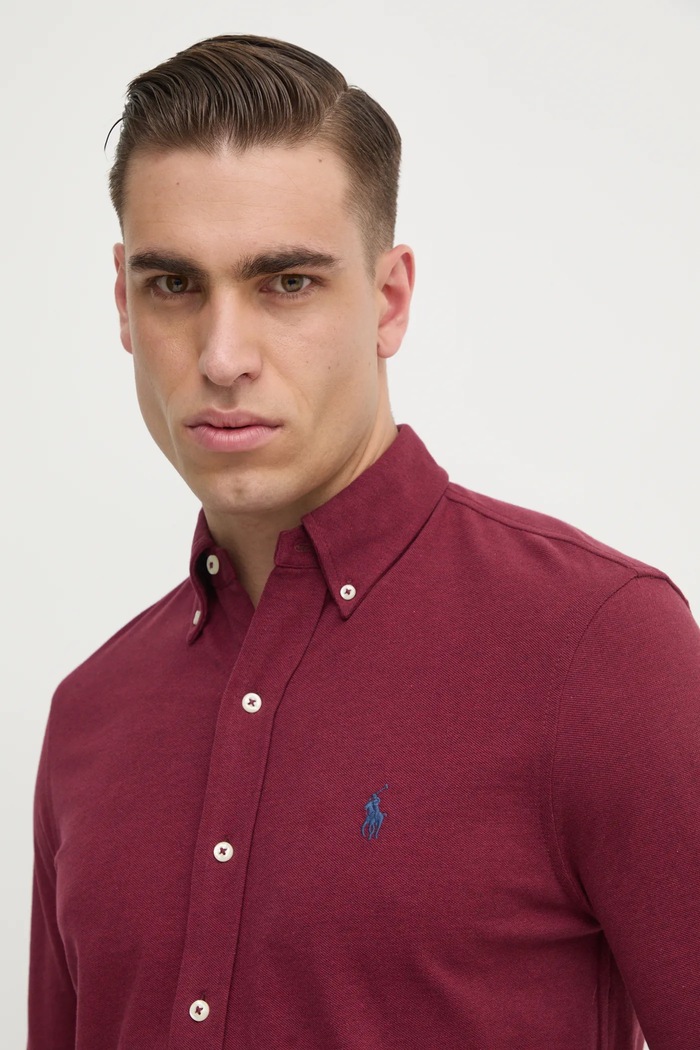 Polo Ralph Lauren πουκάμισο ανδρικό βαμβακερό 710654408 μπορντό