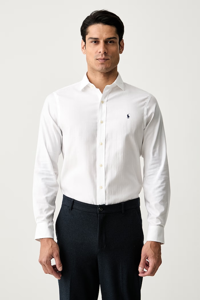 Polo Ralph Lauren πουκάμισο ανδρικό βαμβακερό slim λευκό 712886746