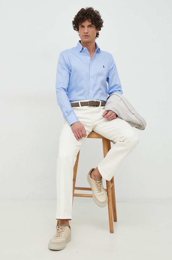 Polo Ralph Lauren Koszula męska bawełniana 712886746 niebieski SS23