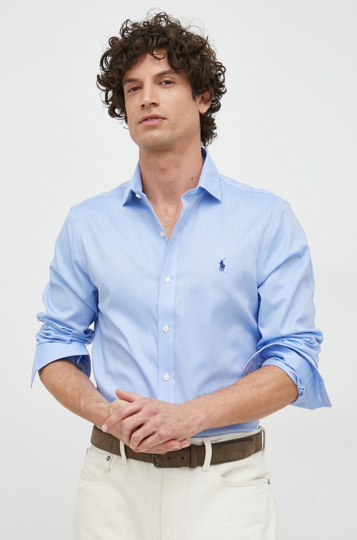 Koszula męska bawełniana Polo Ralph Lauren 712886746 niebieski