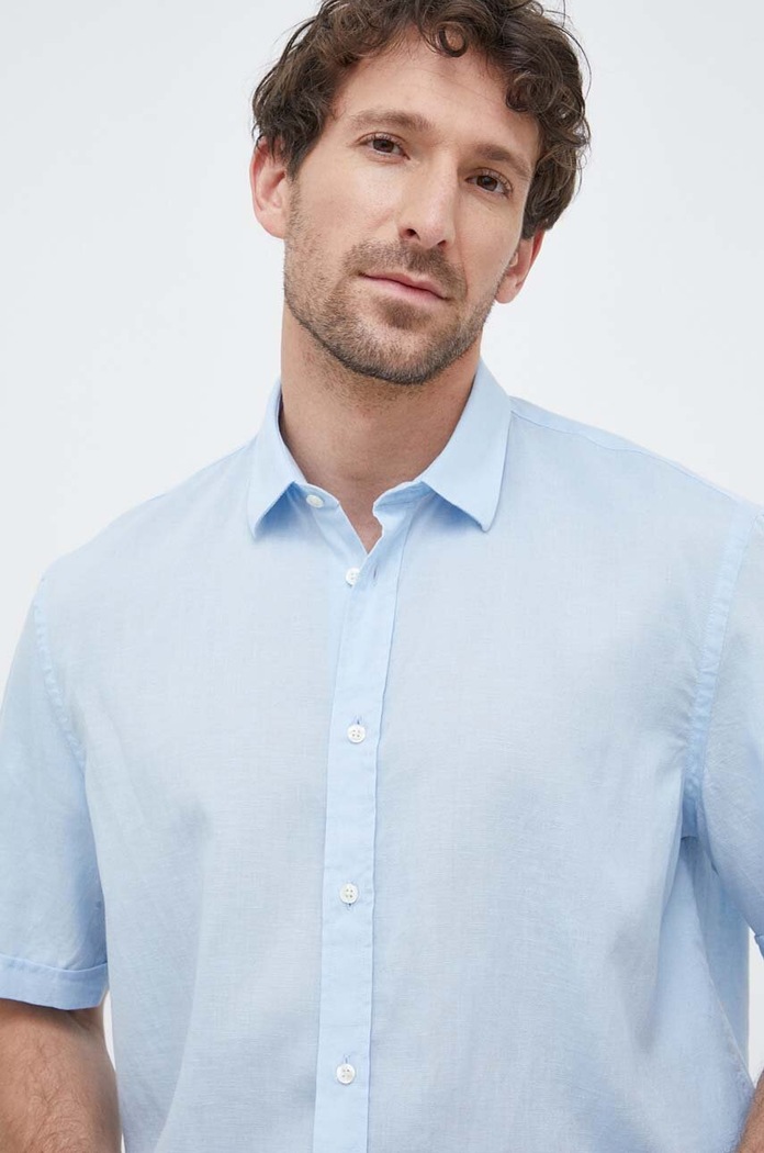 Πουκάμισο με μείγμα από λινό Liu Jo μπλε M123P201SHORTLINEN