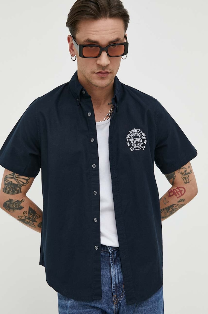 Košeľa Abercrombie & Fitch tmavomodrá KI125.3012.200