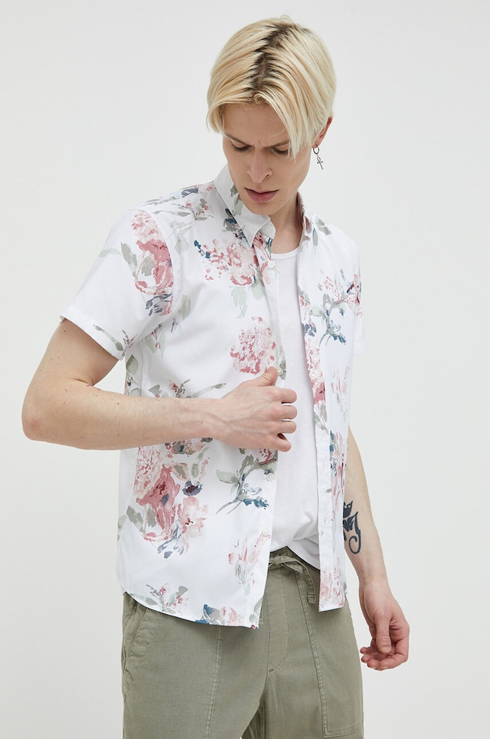 Риза Abercrombie & Fitch флорален бял KI125.3050.106