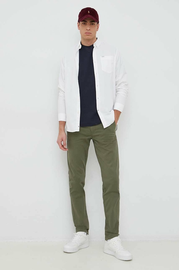 Βαμβακερό πουκάμισο Pepe Jeans Fabio PM307753.800 λευκό AW23