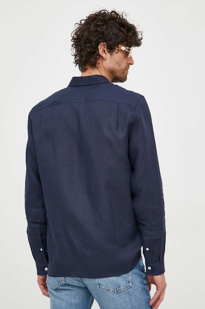Odzież Lacoste koszula lniana CH5692 granatowy