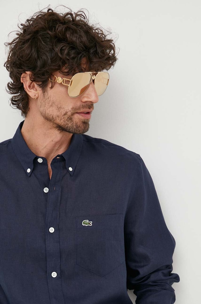 Lacoste koszula lniana granatowy CH5692