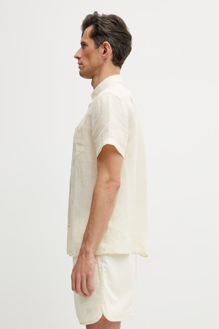 Lacoste рубашка из льна для мужчин CH5699 жёлтый SS26