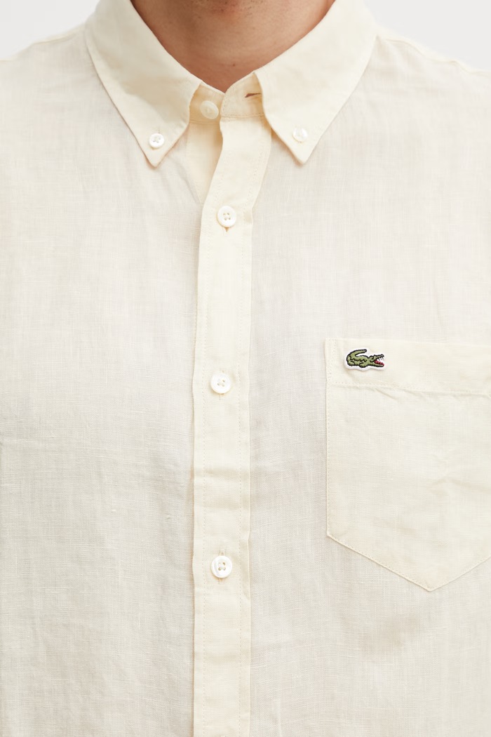 Lacoste рубашка из льна для мужчин жёлтый CH5699