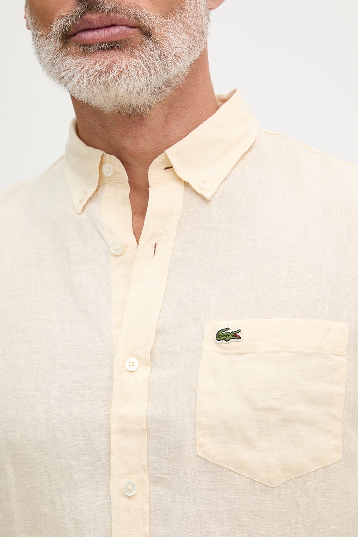 Lacoste Cămașă pentru bărbați de in CH5699 galben