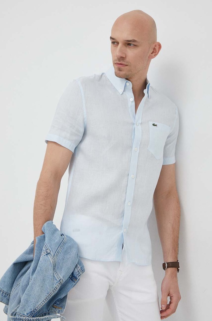 Lacoste Shirt Linen Men's button-down blue CH5699