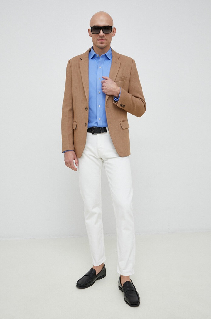 Βαμβακερό πουκάμισο Polo Ralph Lauren 710899386 μπλε AW24
