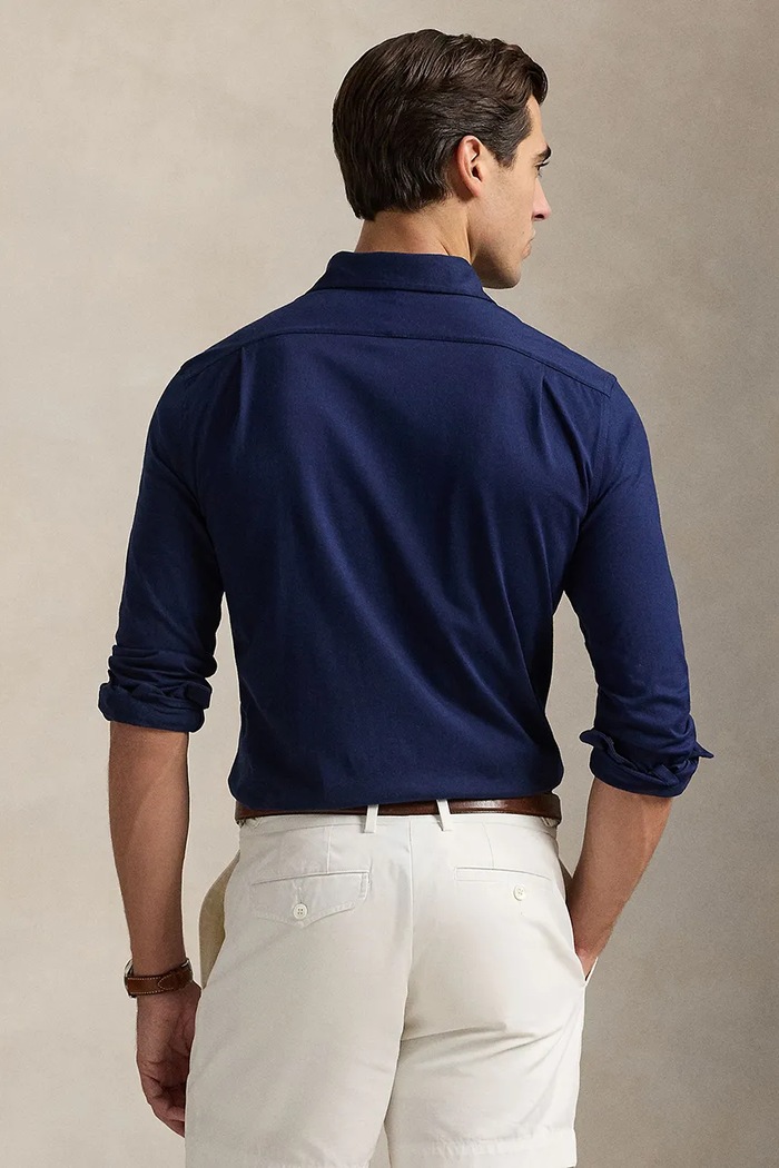 Bavlnená košeľa Polo Ralph Lauren 710899386 tmavomodrá AW24