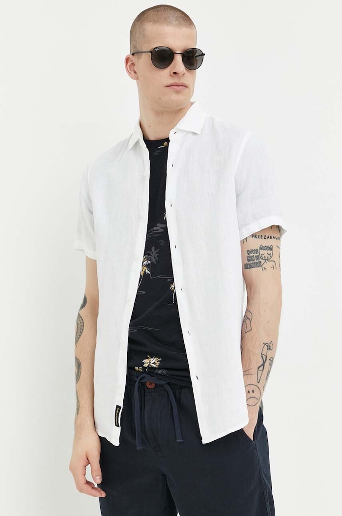 Plátěná košile Superdry hladký bílá M4010608A.01C