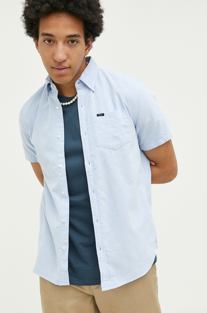 Superdry camasa din bumbac scurt albastru M4010623A.BYE
