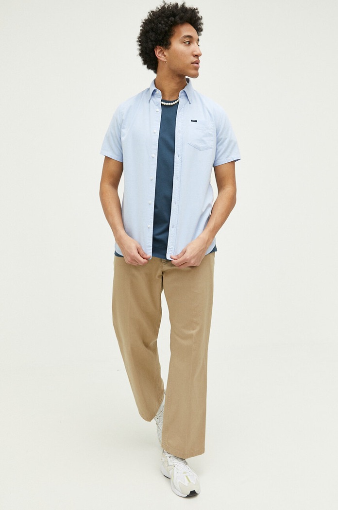 Superdry camasa din bumbac M4010623A.BYE albastru SS23