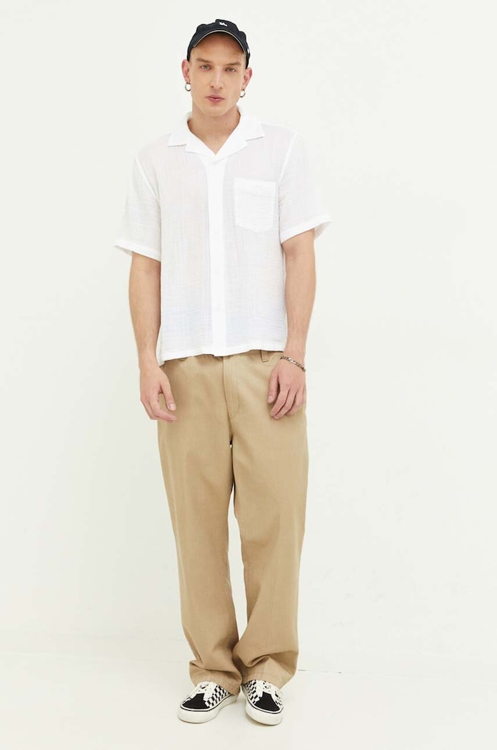 Bavlnená košeľa Abercrombie & Fitch KI125.3099.100 biela SS23