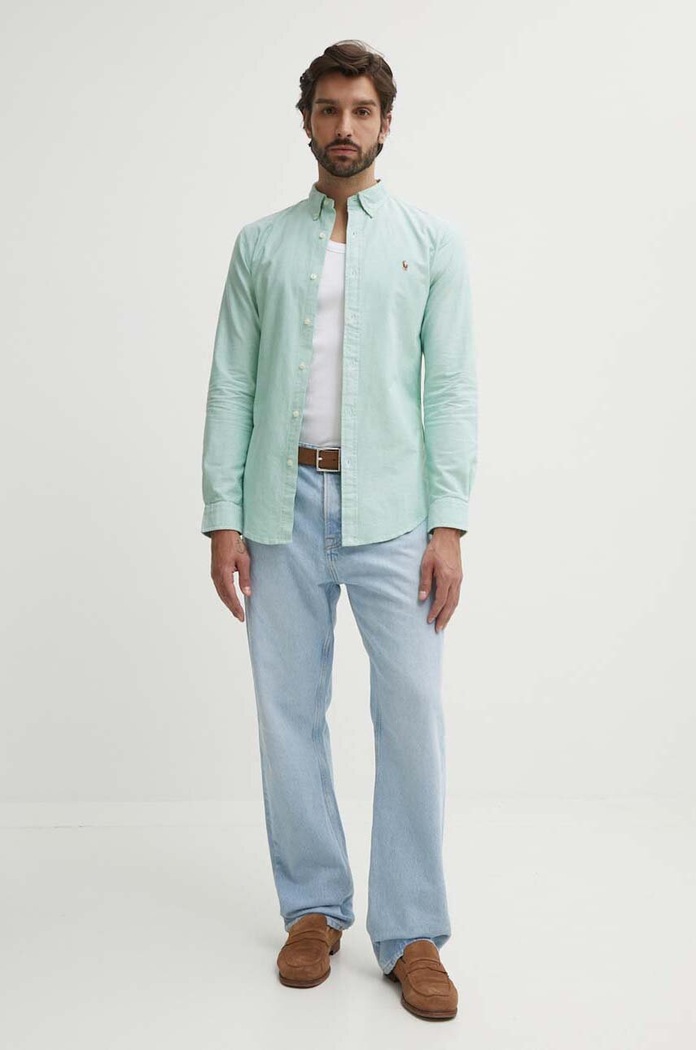 Polo Ralph Lauren koszula bawełniana 710792161 zielony SS25