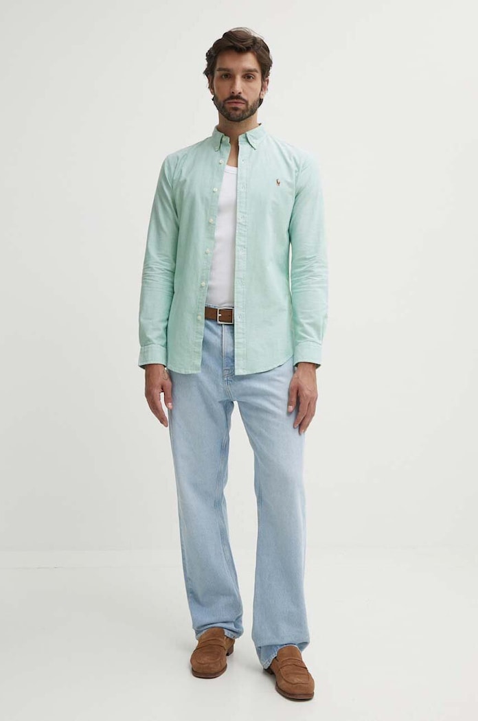 Polo Ralph Lauren koszula bawełniana 710792161 zielony SS25