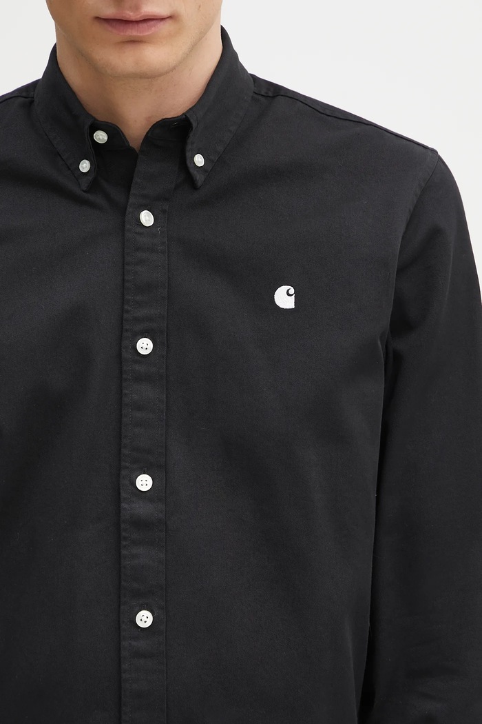Памучна риза Carhartt WIP L/S Madison Shirt черен I023339.0D2XX