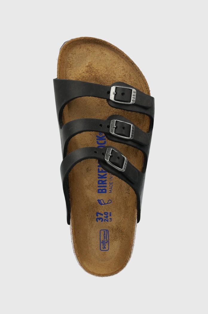 Birkenstock pantofle na plochém podpatku dámské kožené černá 1011445