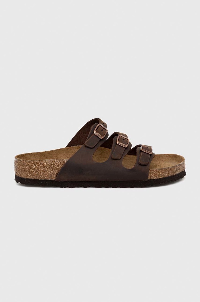 Kožené šľapky Birkenstock FLORIDA semišová koža hnedá 53901