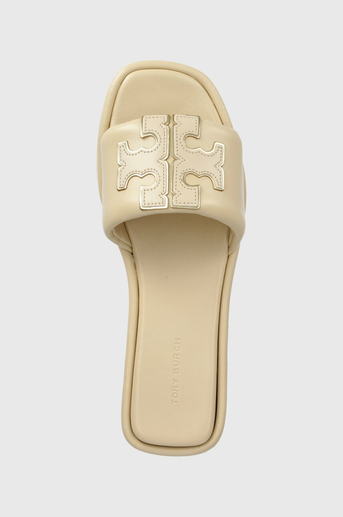 Tory Burch klapki skórzane Double T Sport beżowy 79985.200