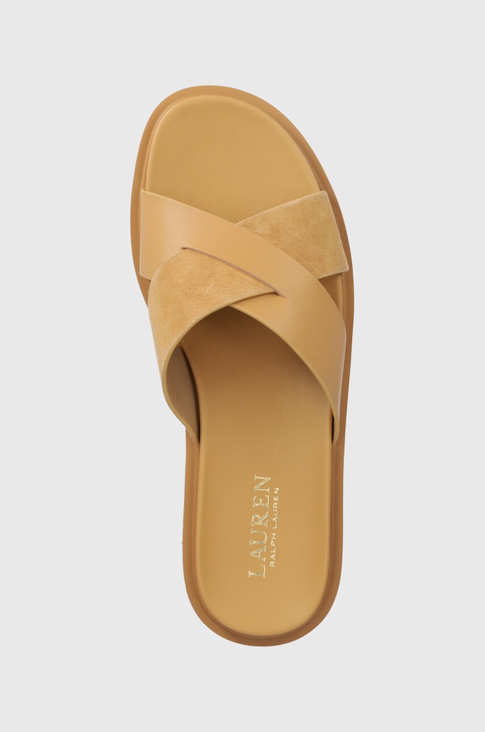 Kožené pantofle Lauren Ralph Lauren Kelsie béžová 802904251001.BUFF