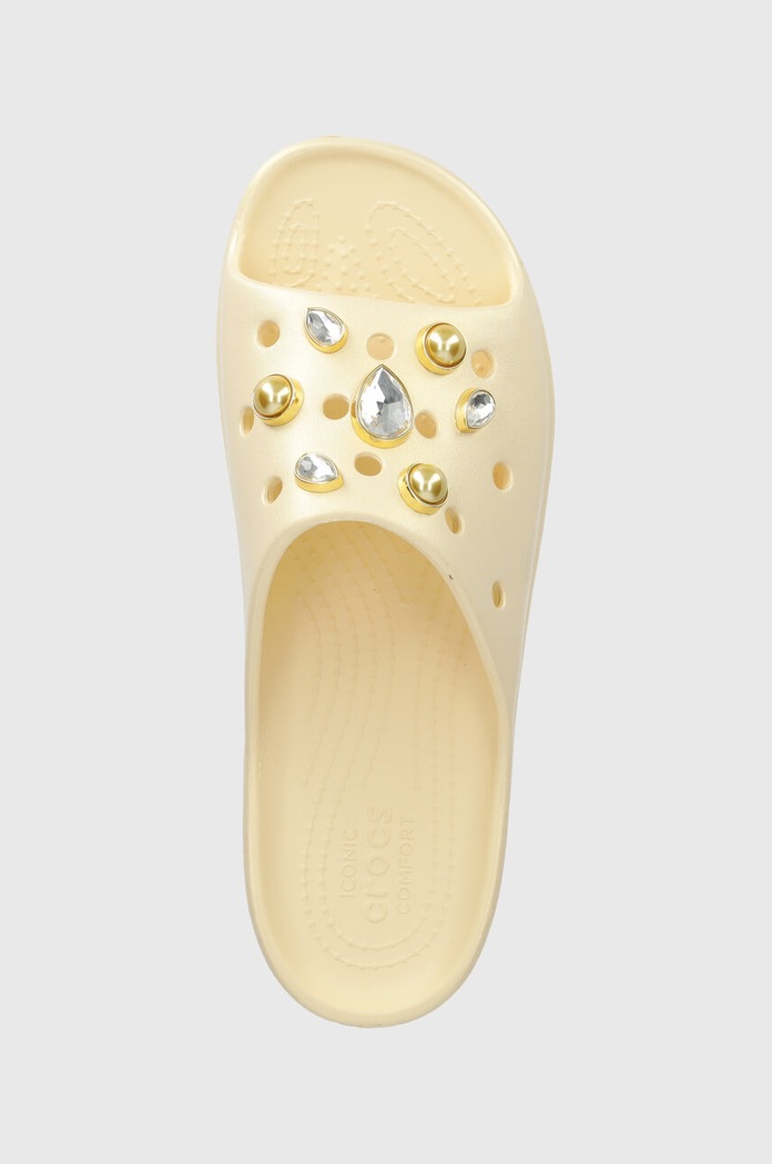 Crocs klapki Classic Platform Crystals Perls Slide beżowy 208388.108