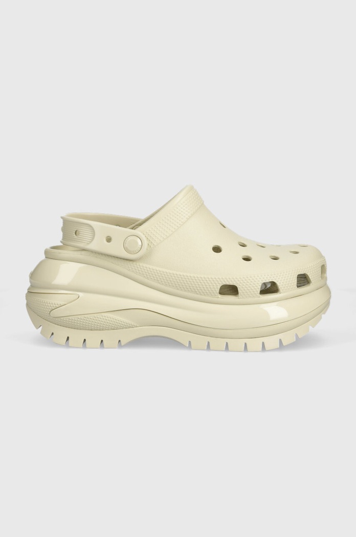 Crocs papuci Classic Mega Crush Clog platformă bej 207988.2Y2
