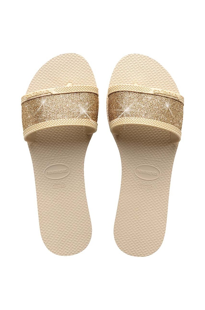 Pantofle Havaianas YOU ANGRA GLITTER bez podpatku béžová 4148294.0121
