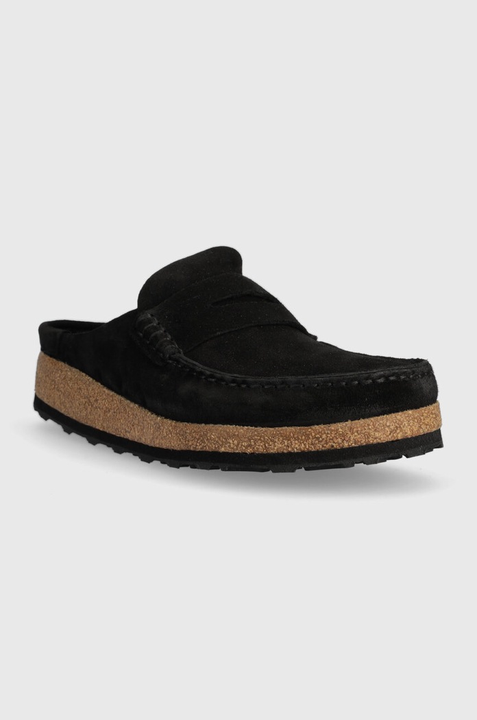Birkenstock klapki zamszowe NAPLES 1024880 czarny AW24