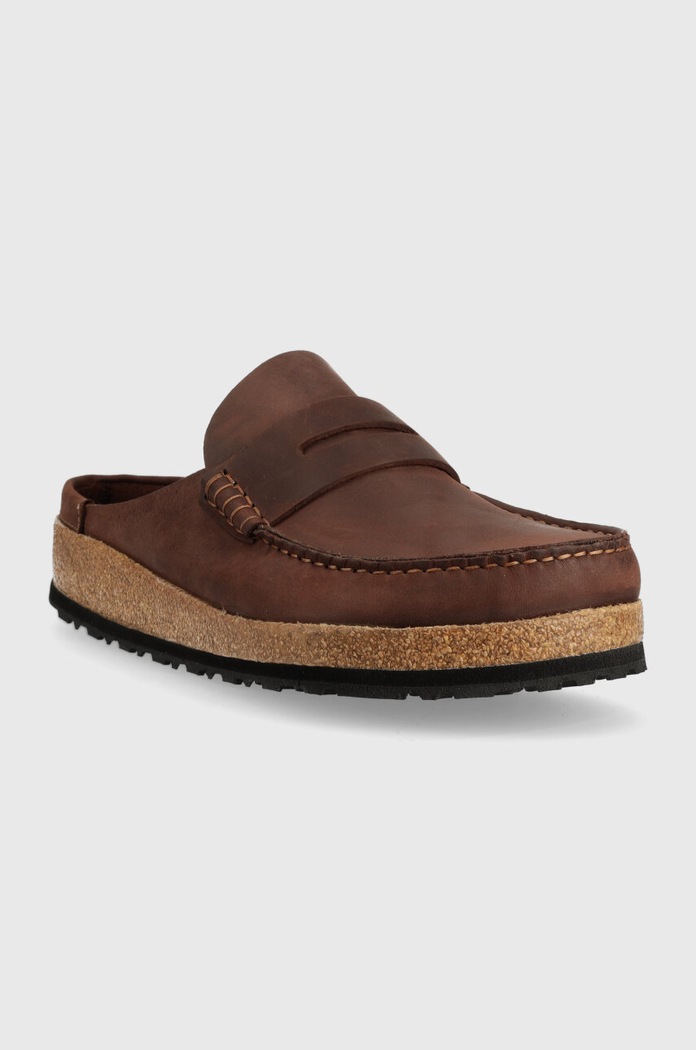 Usnjeni natikači Birkenstock Naples 1025033 rjava AW24