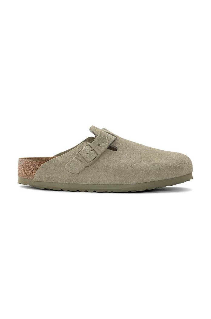Birkenstock klapki zamszowe Boston zielony 1025788