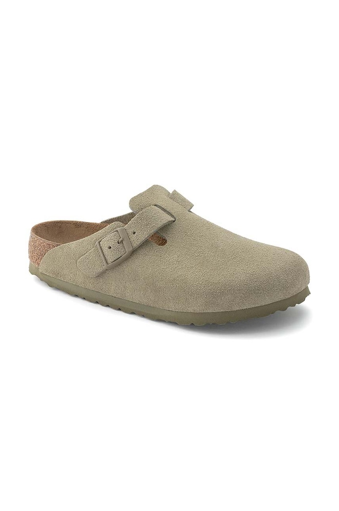 Birkenstock klapki zamszowe Boston 1025788 zielony AW24