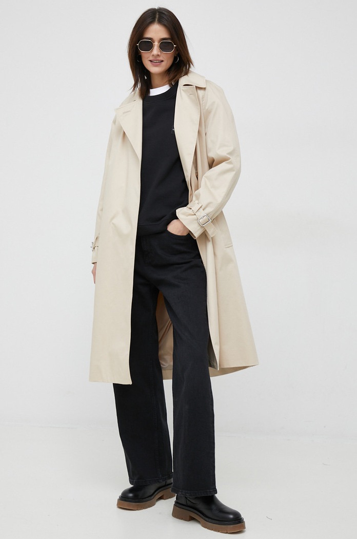 Calvin Klein płaszcz bawełniany K20K204999.PPYX beżowy SS23